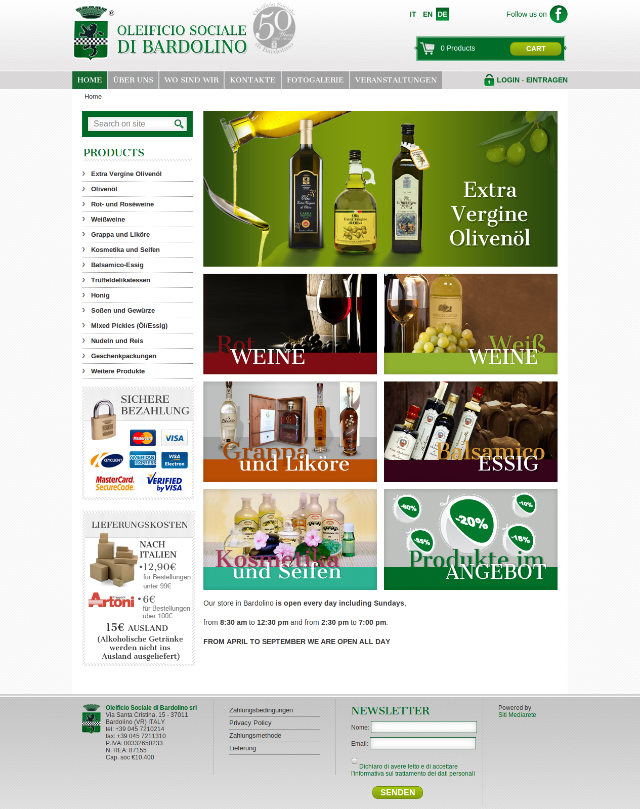 sito ecommerce di olio