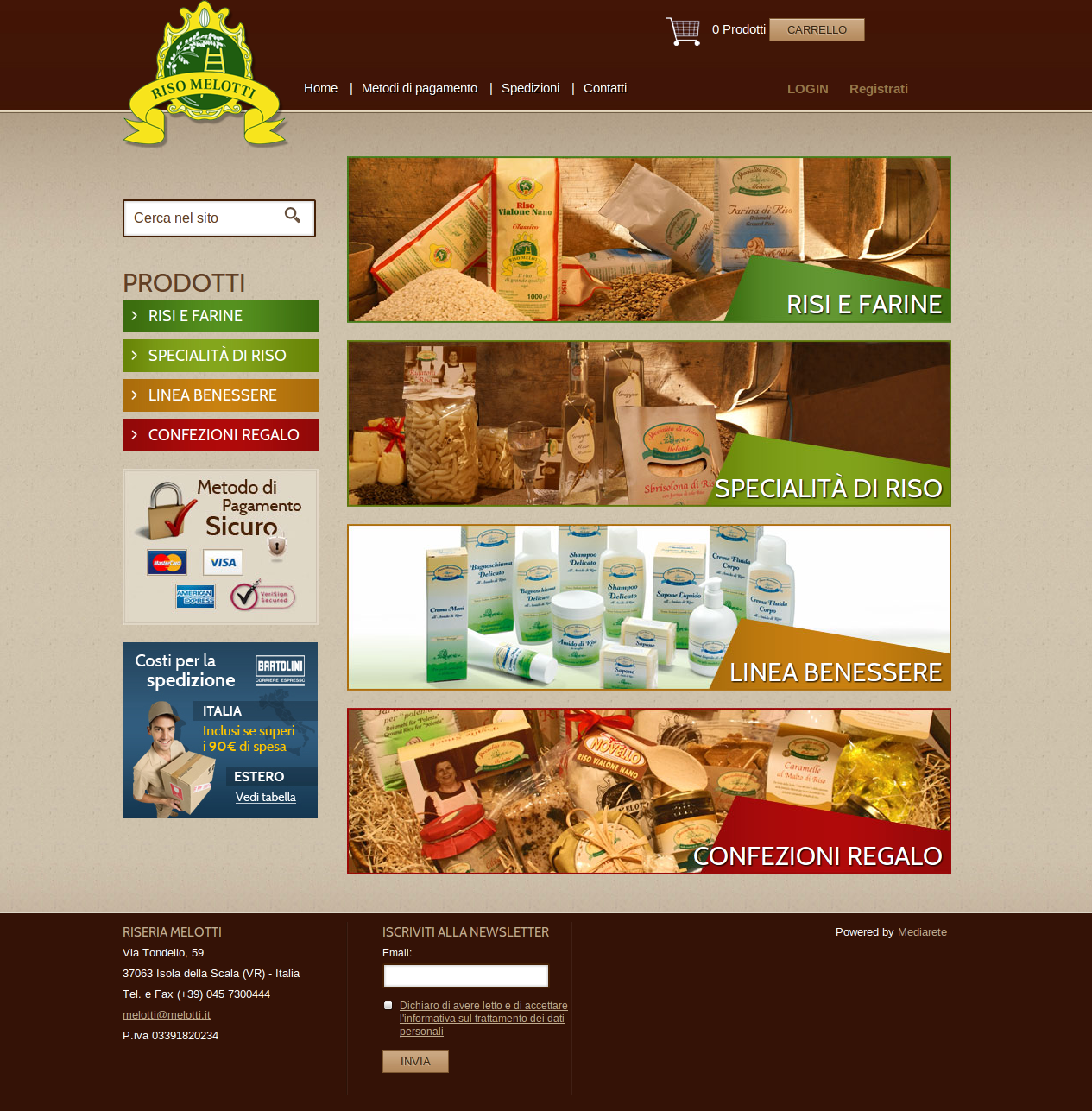 negozio e-commerce di prodotto alimentare